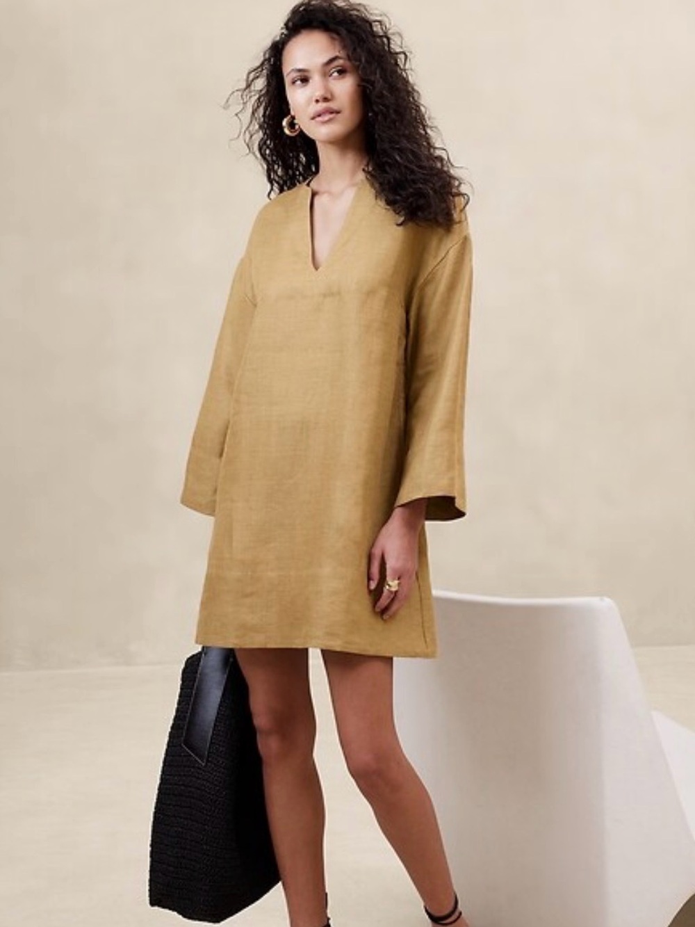 New Banana Republic European Linen Kaftan Mini Dress
